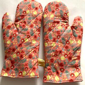 Handmade Oven Mitts Gloves With Loop Kitchen Linens Colorful Floral